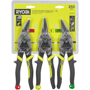 Ножиці по металу (набір 3шт) RYOBI (ліві, праві, прямі)