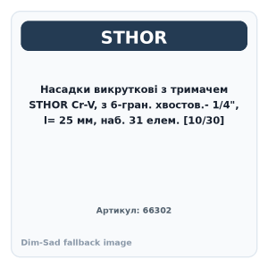 Насадки викруткові з тримачем STHOR Cr-V, з 6-гран. хвостов.- 1/4