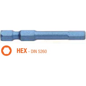Насадка викруткова ударна USH Blue Shock : HEX SW 3 x 50 мм шестигранна подовжена, Уп. 5 шт.
