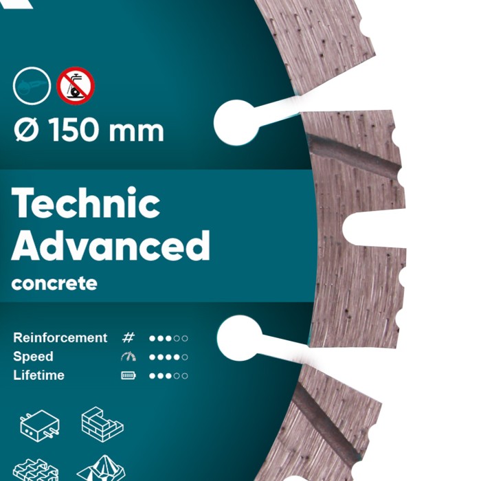 Круг алмазний вiдрiзний 1A1RSS/C3 150x2,3/1,5x11x22,23-12-HIT Technic Advanced Круг алмазний вiдрiзний 1A1RSS/C3 150x2,3/1,5x11x22,23-12-HIT Technic Advanced