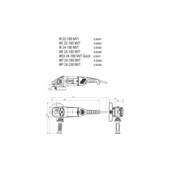 WE 22-230 MVT Кутова шліфувальна машина WE 22-230 MVT Кутова шліфувальна машина