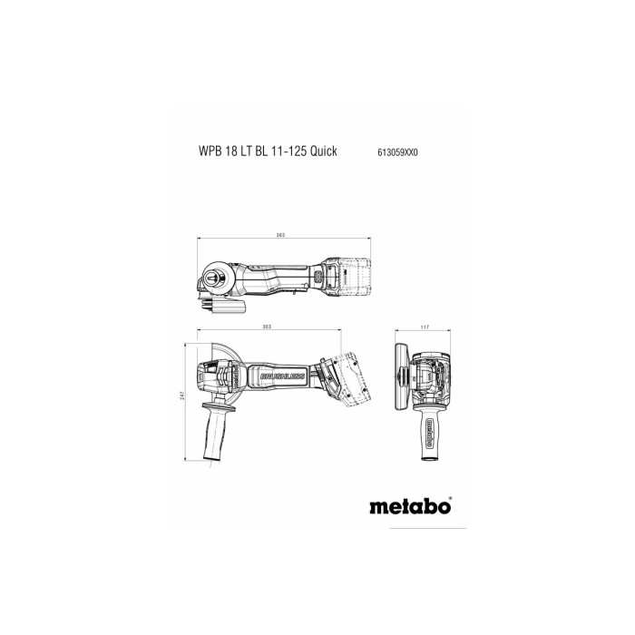 WVB 18 LT BL 11-115 Quick Акумуляторна кутова шліфувальна машина WVB 18 LT BL 11-115 Quick Акумуляторна кутова шліфувальна машина