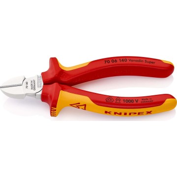 Кусачки бокові (бокорізи), діаметр 4,0мм, 140мм VDE KNIPEX 70 06 140 SB, хромовані