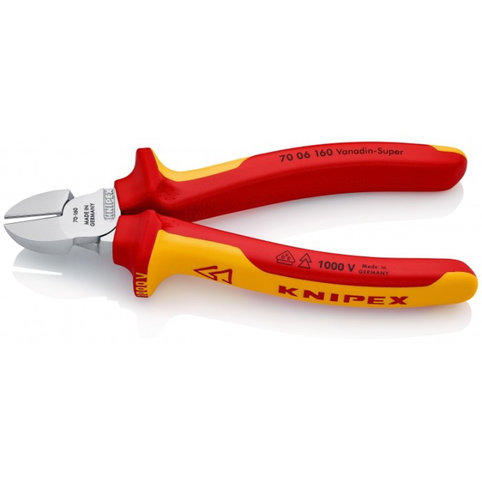 Кусачки бокові (бокорізи), діаметр 4,0мм, 160мм VDE KNIPEX 70 06 160 SB, хромовані Кусачки бокові (бокорізи), діаметр 4,0мм, 160мм VDE KNIPEX 70 06 160 SB, хромовані