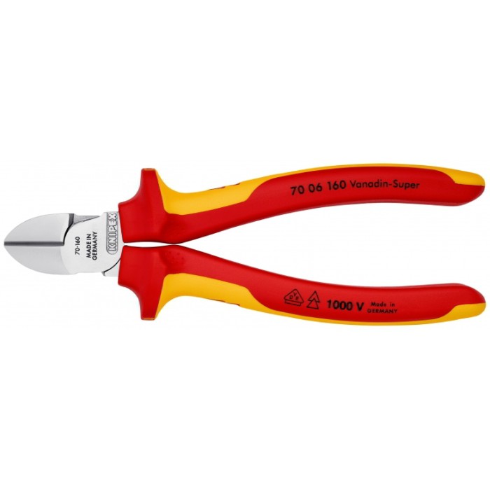 Кусачки бокові (бокорізи), діаметр 4,0мм, 160мм VDE KNIPEX 70 06 160 SB, хромовані Кусачки бокові (бокорізи), діаметр 4,0мм, 160мм VDE KNIPEX 70 06 160 SB, хромовані
