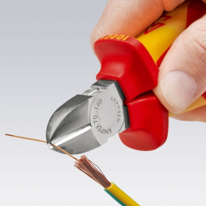 Кусачки бокові (бокорізи), діаметр 4,0мм, 160мм VDE KNIPEX 70 06 160 SB, хромовані Кусачки бокові (бокорізи), діаметр 4,0мм, 160мм VDE KNIPEX 70 06 160 SB, хромовані