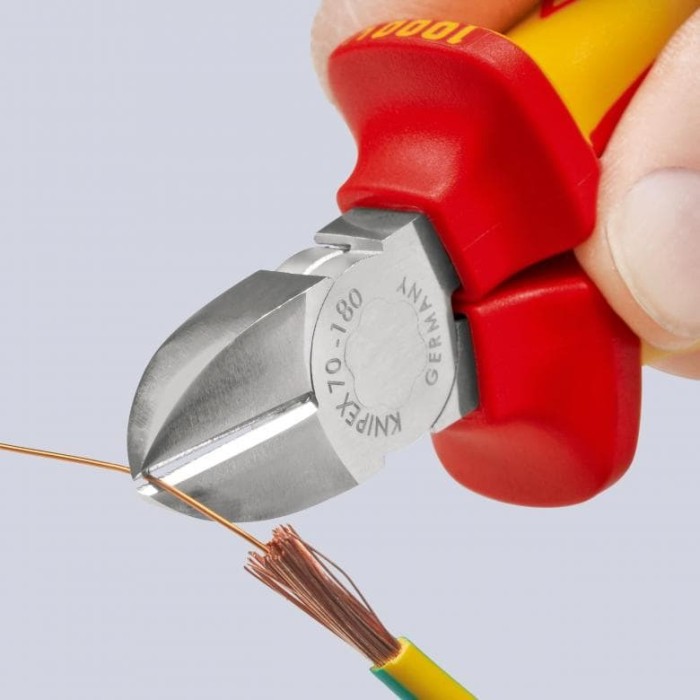 Кусачки бокові (бокорізи). діаметр 4,0мм, 180мм VDE KNIPEX 70 06 180 SB, хромовані Кусачки бокові (бокорізи). діаметр 4,0мм, 180мм VDE KNIPEX 70 06 180 SB, хромовані