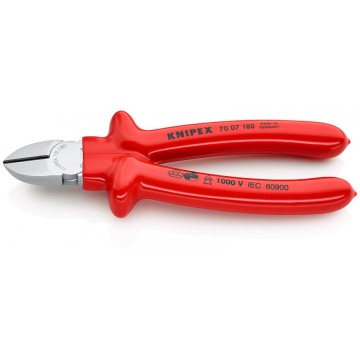 Кусачки бокові (бокорізи), діаметр 4,0мм, 180мм VDE KNIPEX 70 07 180, хромовані