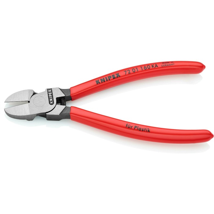 Кусачки бокові (бокорізи) для пластмаси, 160мм KNIPEX 72 01 160 KA, фосфатовані Кусачки бокові (бокорізи) для пластмаси, 160мм KNIPEX 72 01 160 KA, фосфатовані