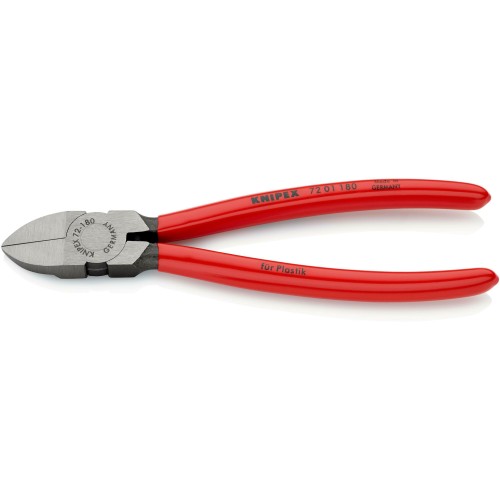 Кусачки бокові (бокорізи) для пластмаси, 180мм KNIPEX 72 01 180, фосфатовані