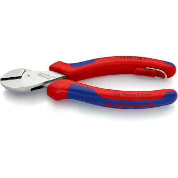 Кусачки бокові (бокорізи) компактні X-Cut, діаметр 12,0мм, 160мм KNIPEX 73 05 160 T BK, зі страхувальним кріпленням, хромовані