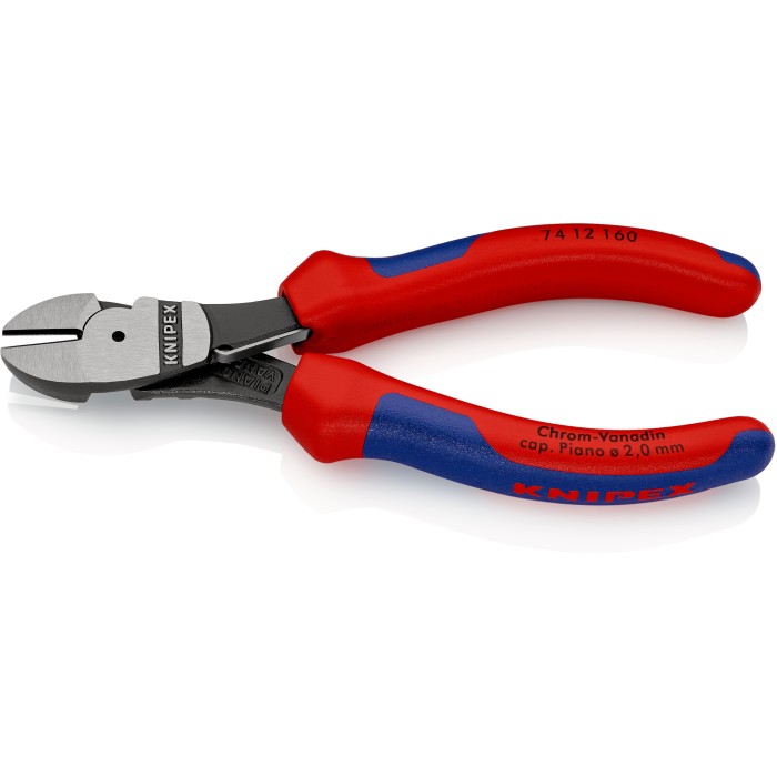 Кусачки бокові (бокорізи) особливої потужності O3,4мм, 160мм KNIPEX 74 12 160, фосфатовані Кусачки бокові (бокорізи) особливої потужності O3,4мм, 160мм KNIPEX 74 12 160, фосфатовані