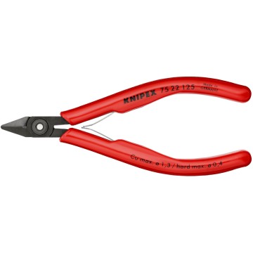 Кусачки бокові (бокорізи) для електроніки, діаметр 0,9мм, 125мм KNIPEX 75 22 125, фосфатовані