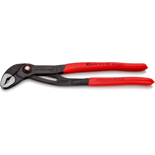 Кліщі сантехнічні переставні, діаметр 70мм Cobra QuickSet KNIPEX 87 21 300 SB (з автоспуском) фосфатовані