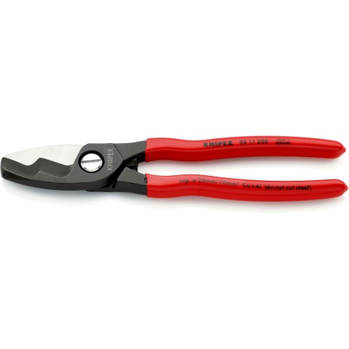 Ножиці для різання кабелів, діаметр 20мм / 70мм², 200мм KNIPEX 95 11 200 SB, фосфатовані