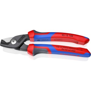 Ножиці для різання кабелів StepCut, діаметр 15мм / 50мм,кв., 160мм KNIPEX 95 12 160, фосфатовані