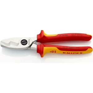 Ножиці для різання кабелів з подвійними різальними кромками, діаметр 20мм / 70мм.кв., 200мм VDE KNIPEX 95 16 200 SB, хромовані
