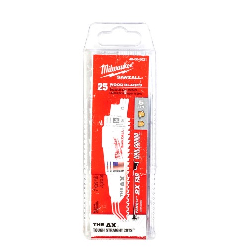 Полотно для шабельних пил  AX FANG TIP MILWAUKEE, 150х5,0мм, (25шт), (деревина з цвяхами)