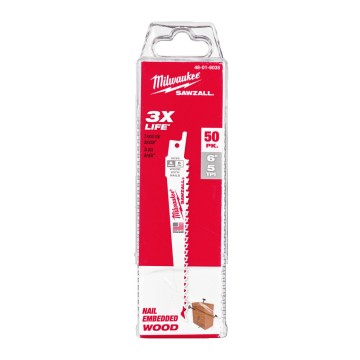 Полотно для шабельних пил FANG TIP THIN KERF MILWAUKEE, 150х5,0мм, (50шт), (деревина з цвяхами)