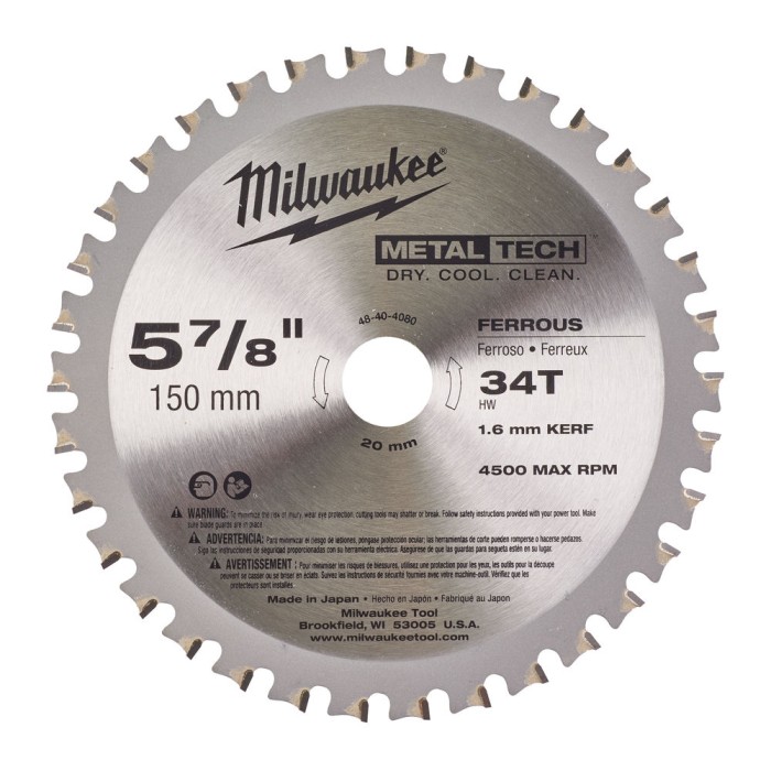Диск пиляльний по металу MILWAUKEE, діаметр 150х20х1,6мм, 34 зуб. (заміна на 4932501140) Диск пиляльний по металу MILWAUKEE, діаметр 150х20х1,6мм, 34 зуб. (заміна на 4932501140)