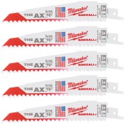 Полотно для шабельних пил AX FANG TIP MILWAUKEE, 150х5,0мм, (5шт), (деревина з цвяхами)