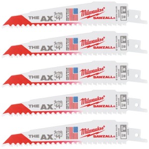 Полотно для шабельних пил AX FANG TIP MILWAUKEE, 150х5,0мм, (5шт), (деревина з цвяхами)