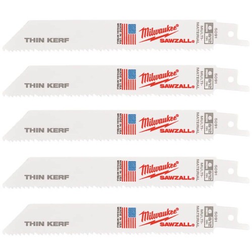 Полотно для шабельних пил THIN KERF MILWAUKEE, 150х3,1/2,1мм, (5шт), (універсальні)