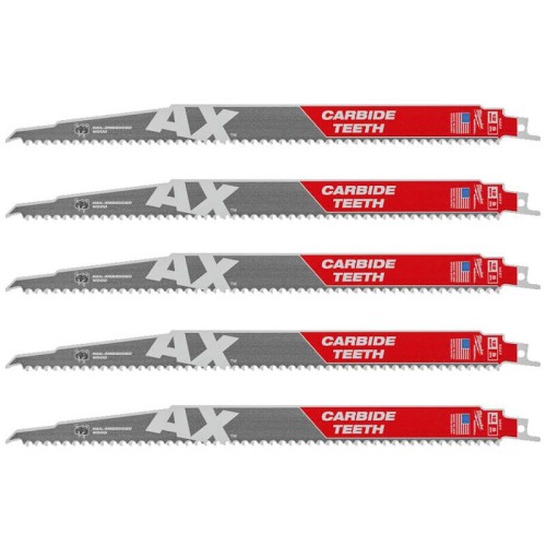 Полотно для шабельних пил AX CARBIDE MILWAUKEE, 300х5мм, (5шт), (деревина з цвяхами)