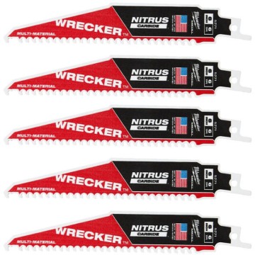 Полотно для шабельних пил WRECKER CARBIDE NITRUS MILWAUKEE, 150х4,2мм, (5шт), (мультіматеріал)