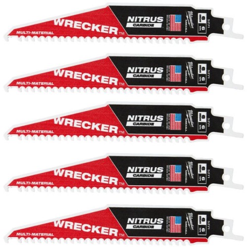 Полотно для шабельних пил WRECKER CARBIDE NITRUS MILWAUKEE, 150х4,2мм, (5шт), (мультіматеріал)
