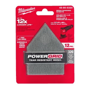 Сітка шліфувальна PG Mesh HL MILWAUKEE, 67х92мм, зерно 320, (12шт+подложка) (для M12 FDSS)