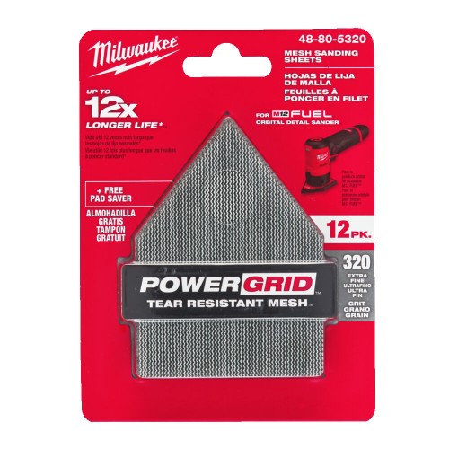 Сітка шліфувальна PG Mesh HL MILWAUKEE, 67х92мм, зерно 320, (12шт+подложка) (для M12 FDSS)