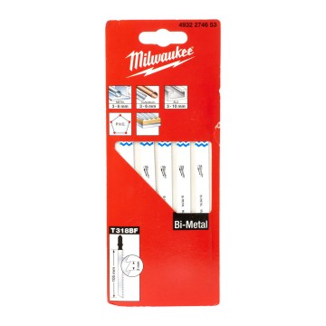 Полотна для лобзиків T318BF Bi-Metal MILWAUKEE, 105мм/ крок зуба 1,0мм, (5шт), (універсальні)