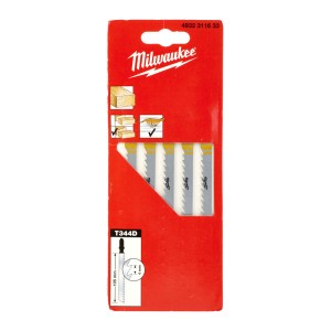 Полотна для лобзиків T344D MILWAUKEE, 105х4,0мм, (5шт), (деревина, швидкий різ)