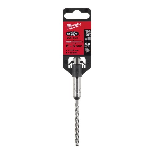 Бур SDS-PLUS MX4 MILWAUKEE, діаметр 6,0х115х50мм