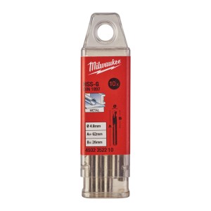 Свердло по металу HSS-G MILWAUKEE DIN1897, діаметр 4,8х62х26мм, скорочене, (10шт), пластикова коробка