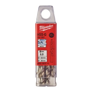 Свердло по металу HSS-G MILWAUKEE DIN1897, діаметр 5,0х62х26мм, скорочене, (10шт), пластикова коробка