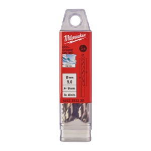 Свердло по металу HSS-G MILWAUKEE DIN1897, діаметр 9,0х84х40мм, скорочене, (5шт), пластикова коробка