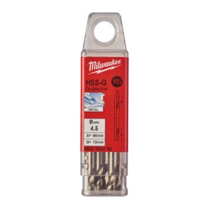 Свердло по металу HSS-G MILWAUKEE, DIN 1412 C, діаметр 4,5х58х16мм, двостороннє, (10шт), пластикова коробка