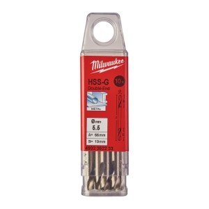 Свердло по металу HSS-G MILWAUKEE, DIN 1412 C, діаметр 5,5х66х19мм, двостороннє, (10шт), пластикова коробка
