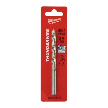 Свердло по металу THUNDERWEB HSS-G MILWAUKEE DIN338, діаметр 8,5x117х75мм