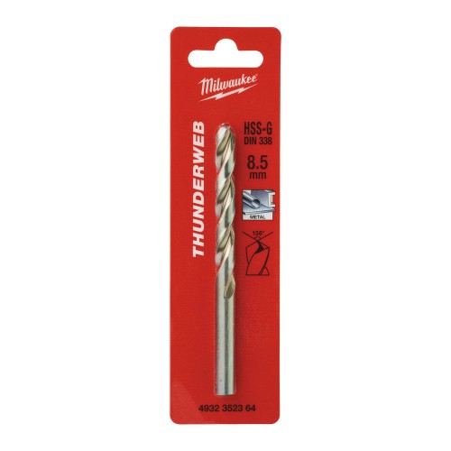 Свердло по металу THUNDERWEB HSS-G MILWAUKEE DIN338, діаметр 8,5x117х75мм