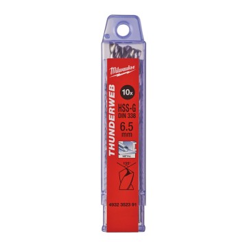 Свердло по металу THUNDERWEB HSS-G MILWAUKEE DIN338, діаметр 6,5x101х63мм, (10шт), пластикова коробка