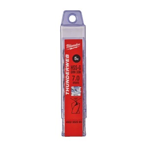 Свердло по металу THUNDERWEB HSS-G MILWAUKEE DIN338, діаметр 7,0x109х69мм, (5шт), пластикова коробка