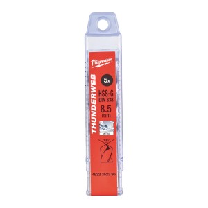 Свердло по металу THUNDERWEB HSS-G MILWAUKEE DIN338, діаметр 8,5x117х75мм, (5шт), пластикова коробка