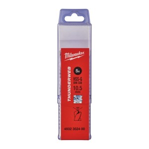 Свердло по металу THUNDERWEB HSS-G MILWAUKEE DIN338, діаметр 10,5x133х87мм, (5шт), пластикова коробка