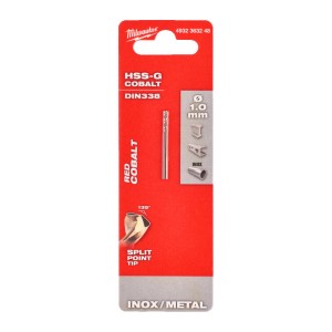 Свердло по металу HSS-Co MILWAUKEE DIN338, діаметр 1,0х34х12мм, (2шт)