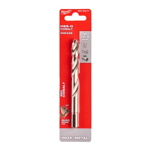 Свердло по металу HSS-Co MILWAUKEE DIN338, діаметр 10,5х133х87мм