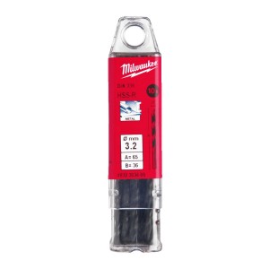 Свердло по металу HSS-R MILWAUKEE DIN338, діаметр 3,2х65х36мм, (10шт), пластикова коробка
