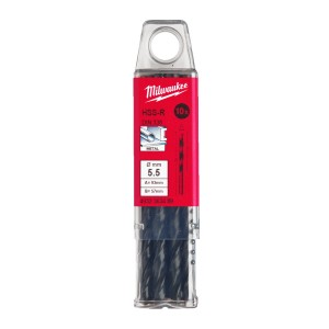 Свердло по металу HSS-R MILWAUKEE DIN338, діаметр 5,5х93х57мм, (10шт), пластикова коробка